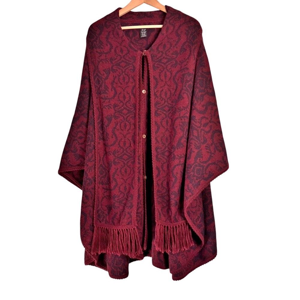 Novica Alpaca Blend Peruvian Wildflower Ruana Cloak One Size Knit Poncho Cape